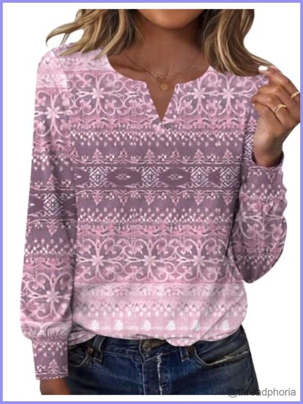 Women's V Neck Long Sleeve Tunic Top Flowy Henley Shirt Casual